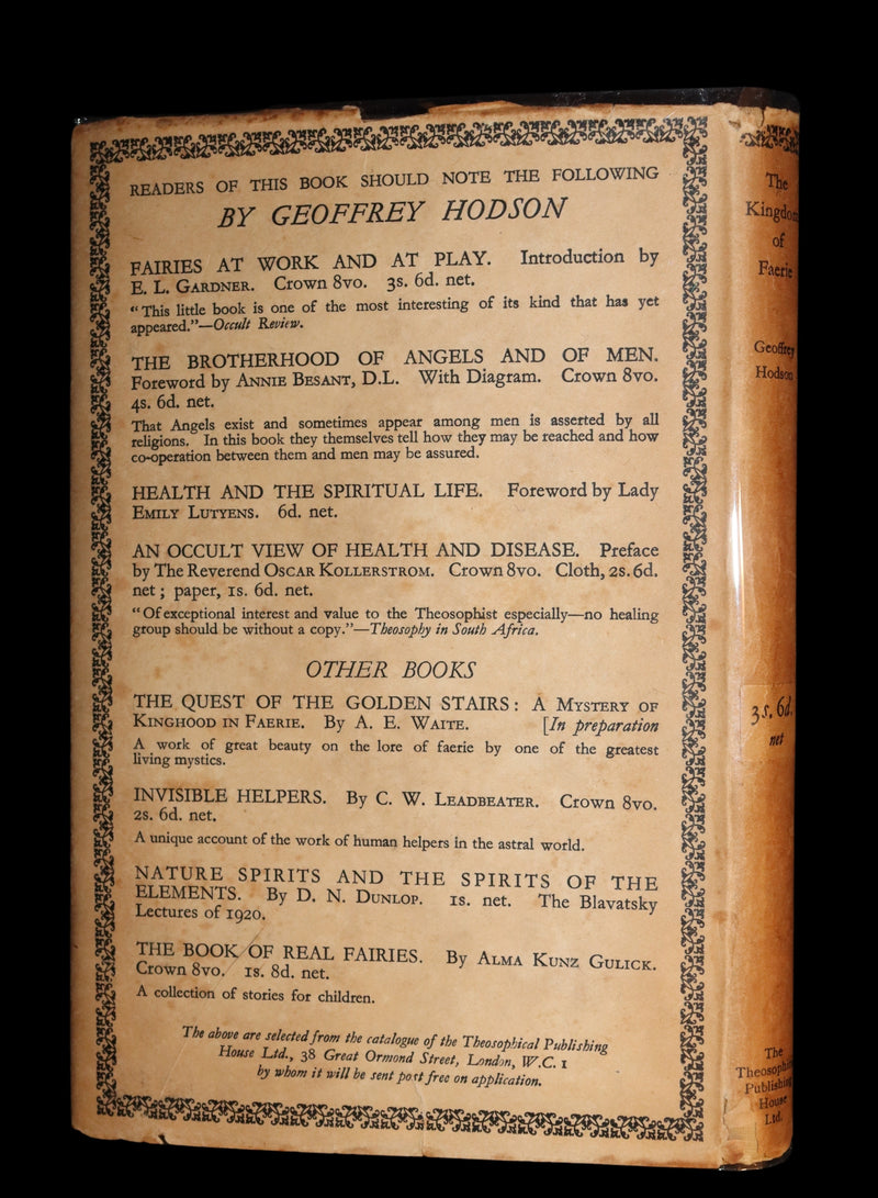 1927 Rare First Edition - THE KINGDOM OF FAERIE (Fairies) by Geoffrey Hodson. Sylphs, Gnome, Deva, Brownies, Mannikins,...