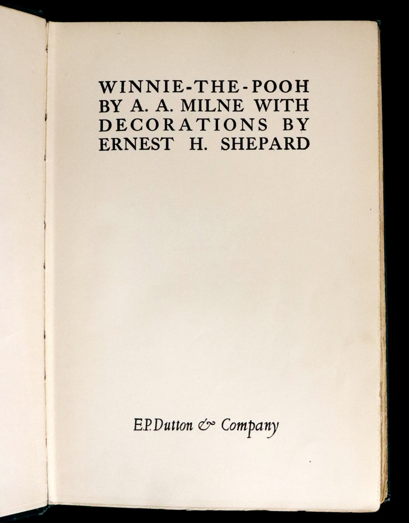 1926 Rare First Edition - WINNIE-THE-POOH by A.A. Milne & Illustrated by E.H. Shepard.