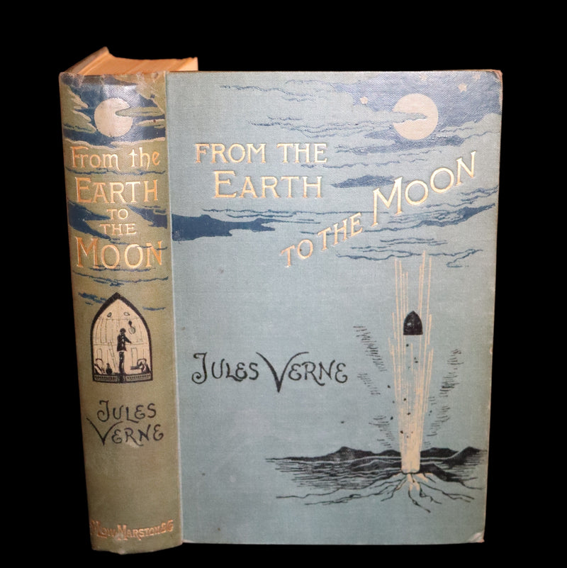 1896 Rare Book - JULES VERNE - From the Earth to the Moon, Direct in 97 hours 20 minutes.
