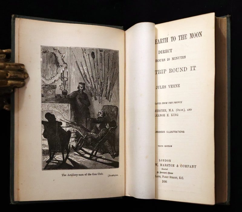 1896 Rare Book - JULES VERNE - From the Earth to the Moon, Direct in 97 hours 20 minutes.