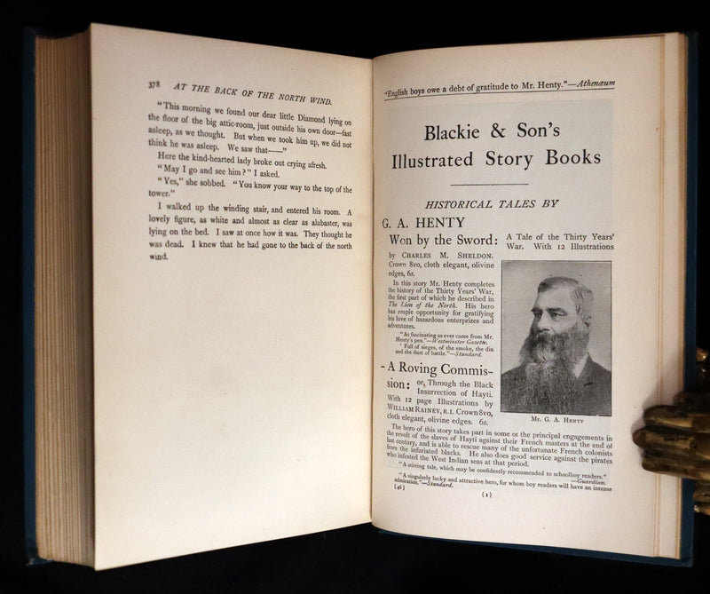 1900 Rare Book - AT THE BACK OF THE NORTH WIND by George MacDonald illustrated by Arthur Hughes.