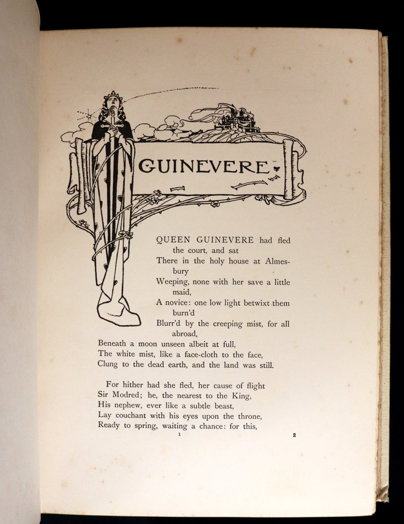 1912 Rare First Edition - Tennyson's GUINEVERE Illustrated by Pre-Raphaelite FLORENCE HARRISON.