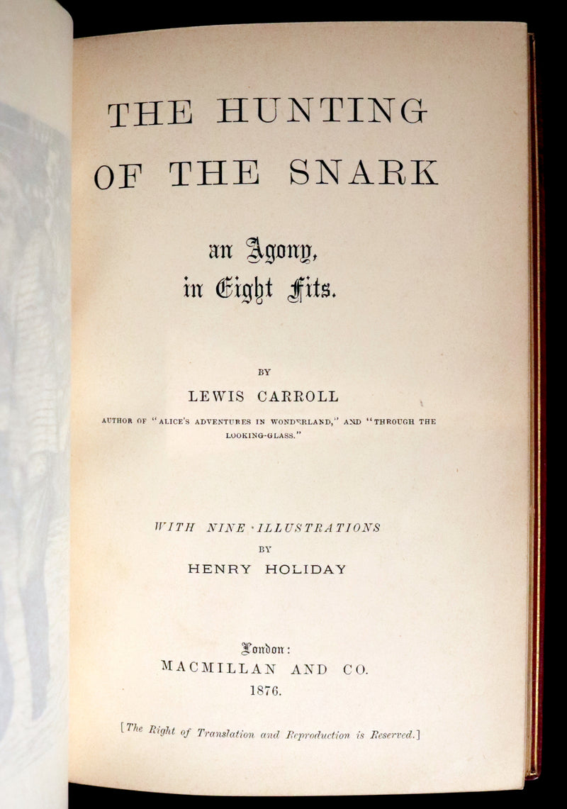 1876 Rare First Edition - The Hunting of the SNARK by Lewis Carroll bound by Sangorski & Sutcliffe.
