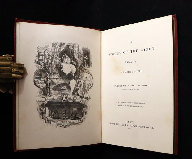 1858 Scarce Victorian Book - The VOICES OF THE NIGHT by Longfellow, illustrated by John Gilbert.