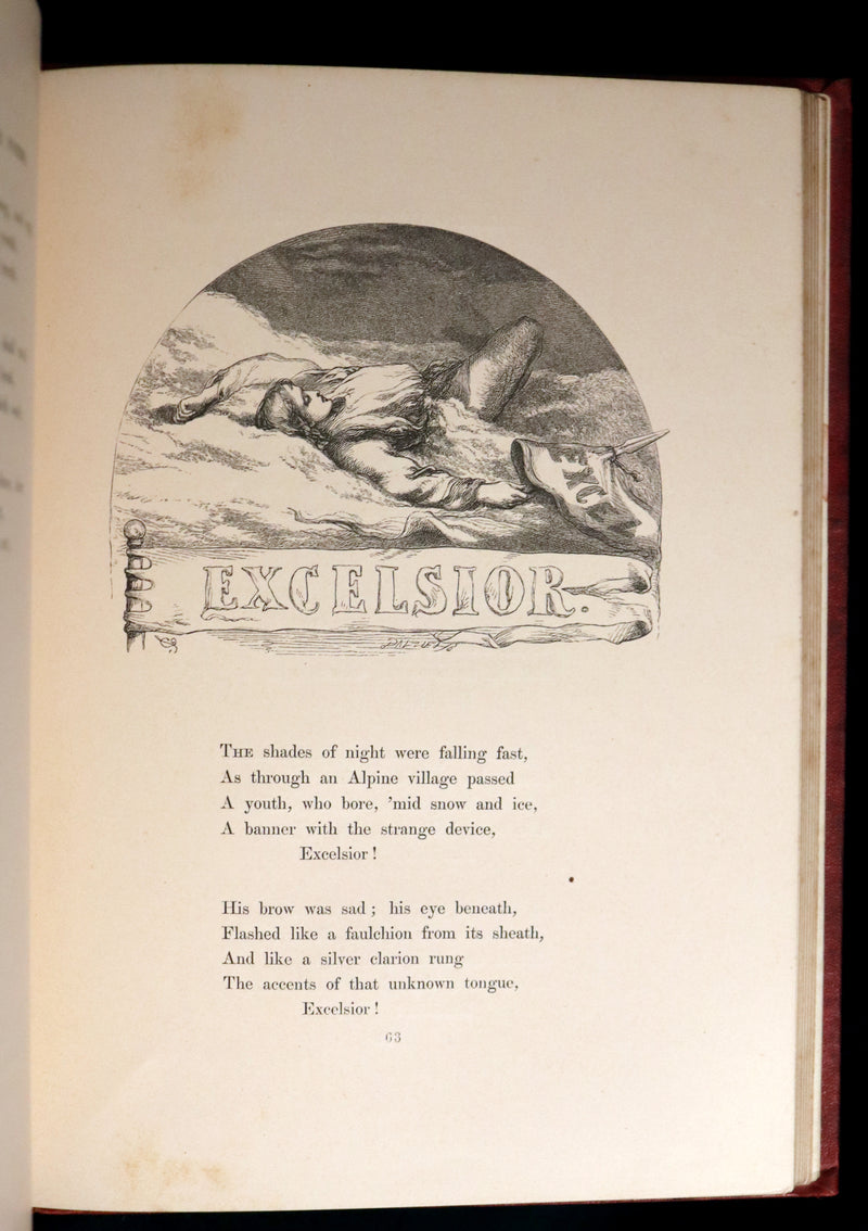 1858 Scarce Victorian Book - The VOICES OF THE NIGHT by Longfellow, illustrated by John Gilbert.