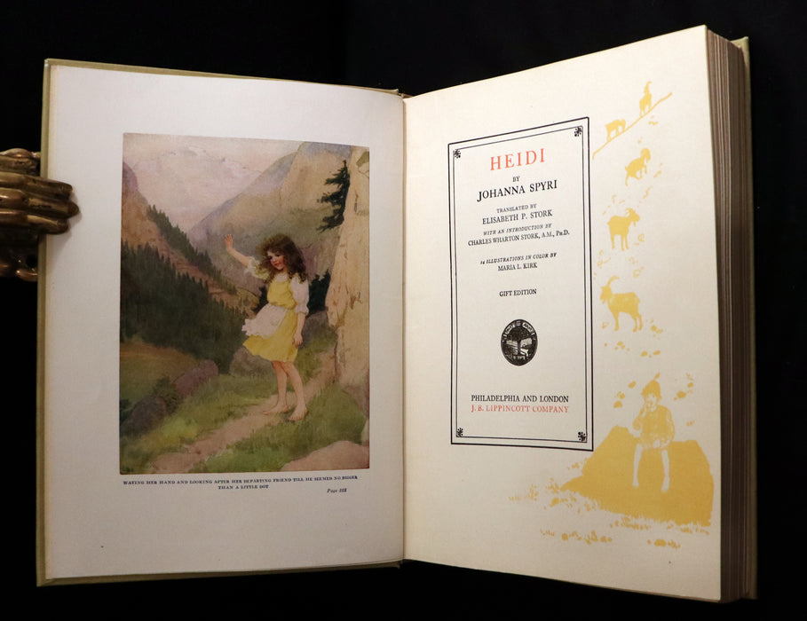 1919 Rare Book - HEIDI by Johanna Spyri illustrated in color by Maria L. Kirk. The Gift Edition.