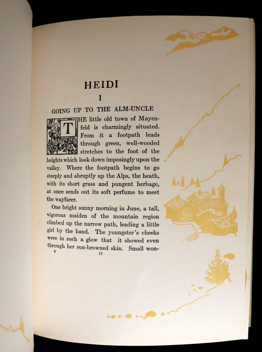 1919 Rare Book - HEIDI by Johanna Spyri illustrated in color by Maria L. Kirk. The Gift Edition.