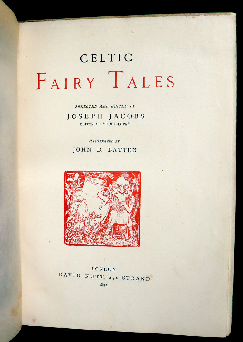1892 Rare First Edition - CELTIC FAIRY TALES by J. Jacobs Illustrated by J.D. Batten.