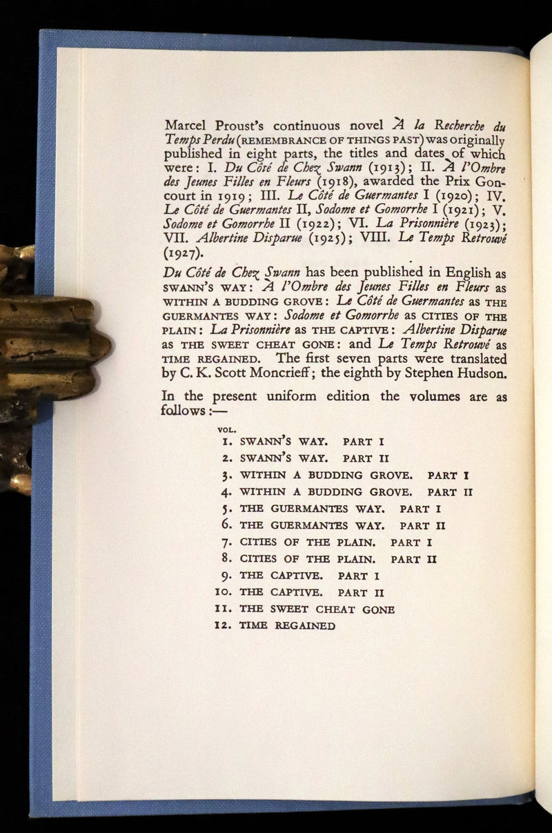 1966 Scarce Complete Book Set - Remembrance of Things Past (À la recherche du temps perdu) by Marcel Proust. Illustrated.