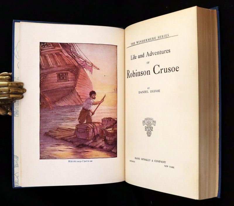 1916 Rare Book - Life and Adventures of Robinson Crusoe by Daniel Defoe. Illustrated by Milo Winter.