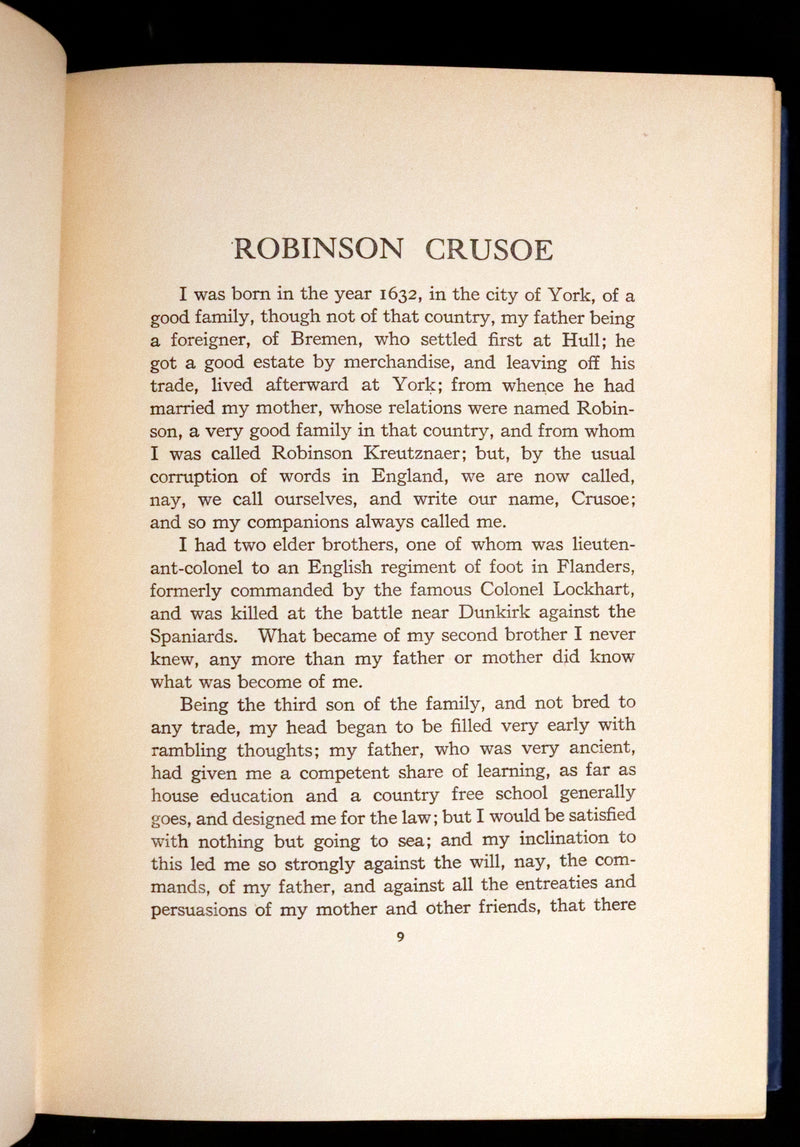 1916 Rare Book - Life and Adventures of Robinson Crusoe by Daniel Defoe. Illustrated by Milo Winter.