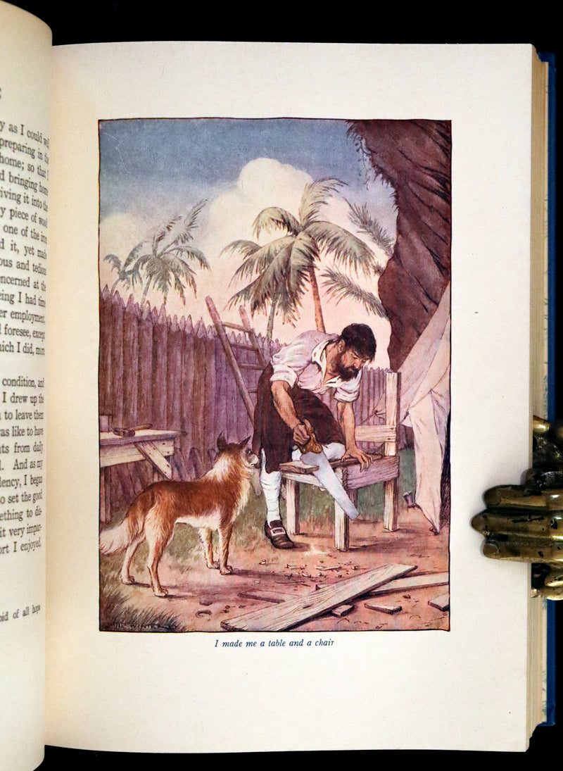 1916 Rare Book - Life and Adventures of Robinson Crusoe by Daniel Defoe. Illustrated by Milo Winter.