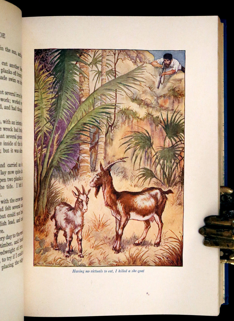 1916 Rare Book - Life and Adventures of Robinson Crusoe by Daniel Defoe. Illustrated by Milo Winter.