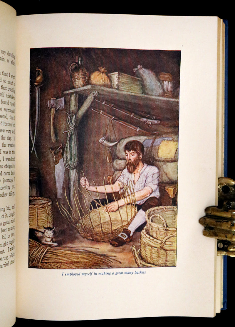 1916 Rare Book - Life and Adventures of Robinson Crusoe by Daniel Defoe. Illustrated by Milo Winter.