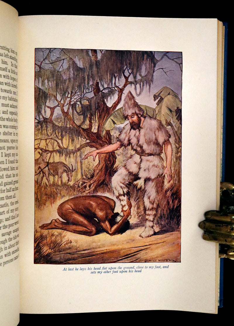 1916 Rare Book - Life and Adventures of Robinson Crusoe by Daniel Defoe. Illustrated by Milo Winter.