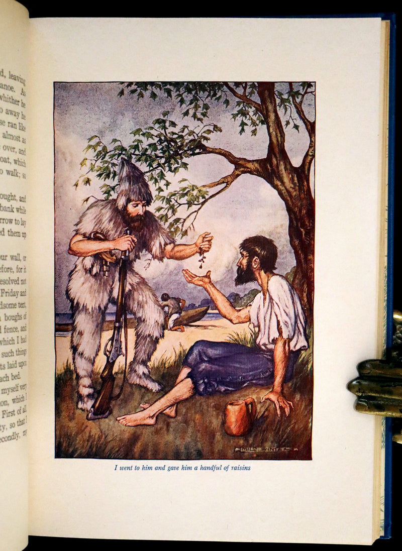 1916 Rare Book - Life and Adventures of Robinson Crusoe by Daniel Defoe. Illustrated by Milo Winter.