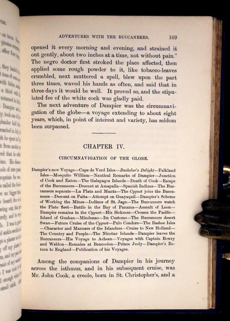 1895 Rare Pirate Book - The Life and Adventures of William Dampier with a History of The Buccaneers of America.