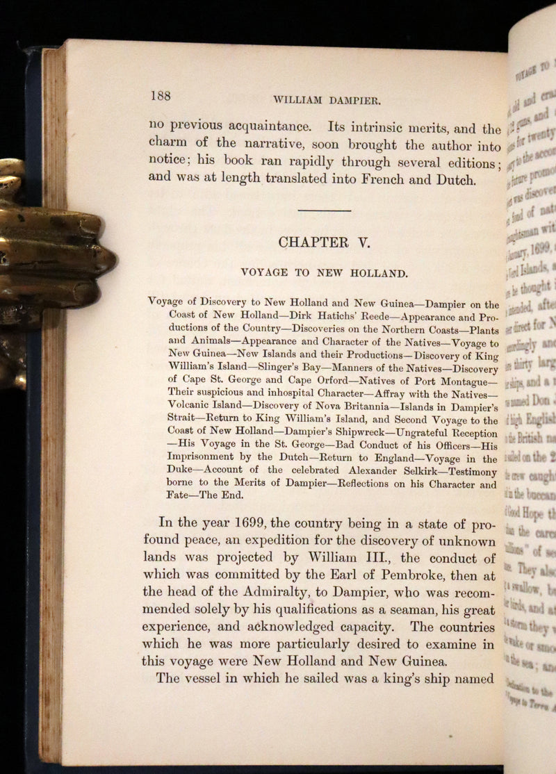 1895 Rare Pirate Book - The Life and Adventures of William Dampier with a History of The Buccaneers of America.