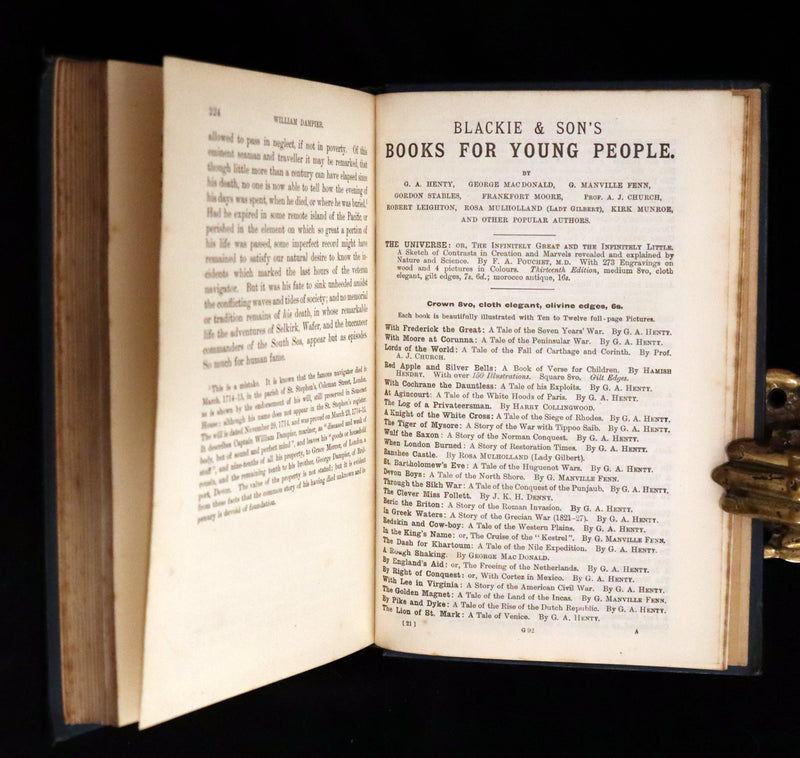 1895 Rare Pirate Book - The Life and Adventures of William Dampier with a History of The Buccaneers of America.