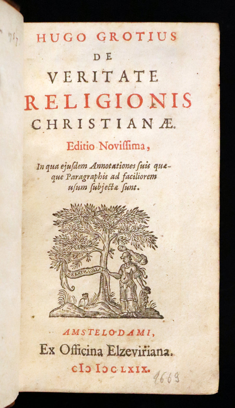 1669 Rare Book - On The Truth of the Christian Religion by Hugo Grotius. De Veritate Religionis Christianae.