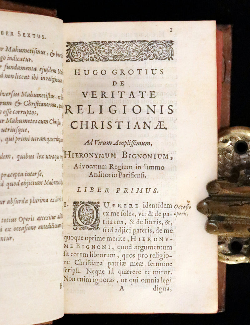 1669 Rare Book - On The Truth of the Christian Religion by Hugo Grotius. De Veritate Religionis Christianae.