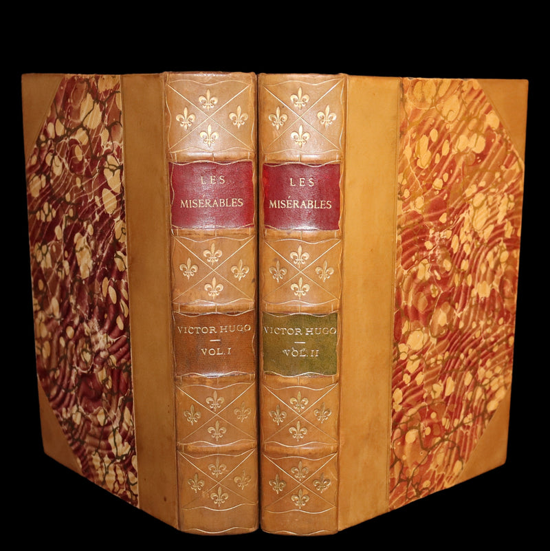 1887 Rare Victorian Book set - LES MISERABLES by Victor Hugo. Illustrated.