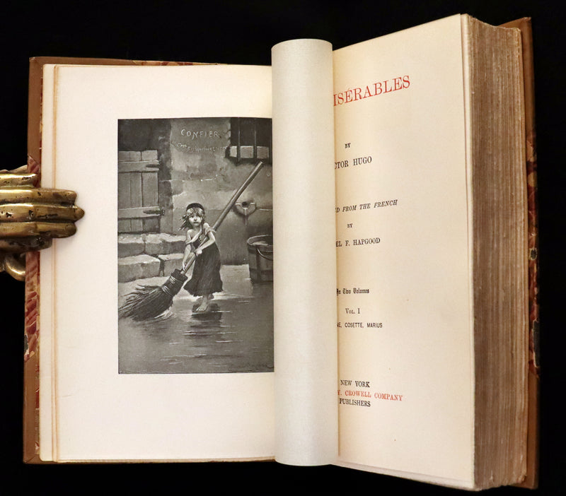 1887 Rare Victorian Book set - LES MISERABLES by Victor Hugo. Illustrated.