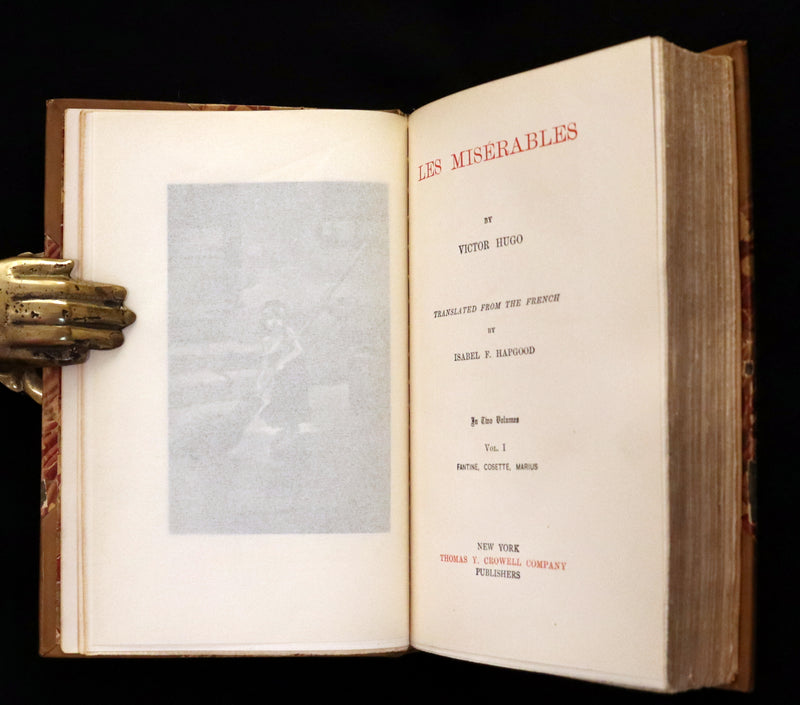1887 Rare Victorian Book set - LES MISERABLES by Victor Hugo. Illustrated.