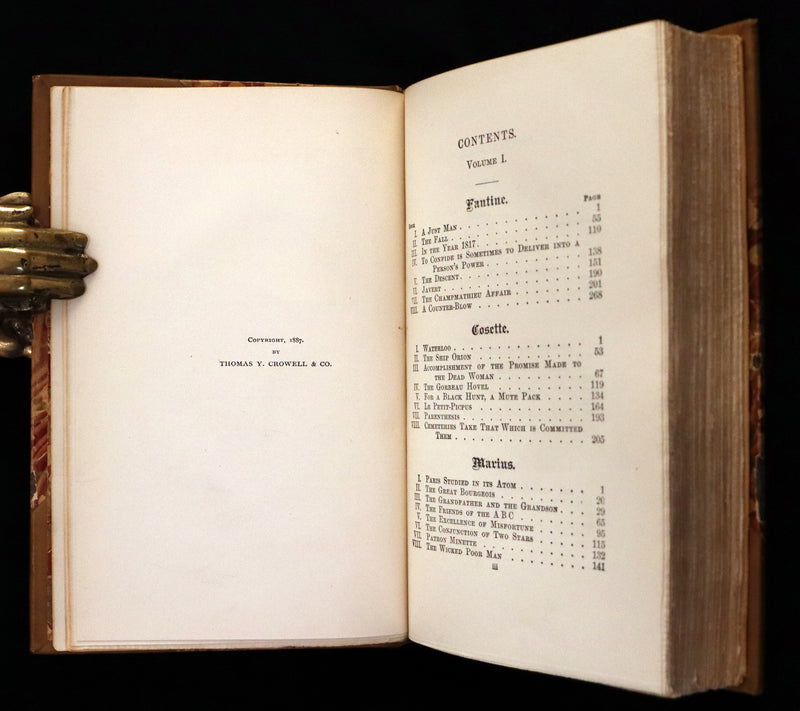 1887 Rare Victorian Book set - LES MISERABLES by Victor Hugo. Illustrated.