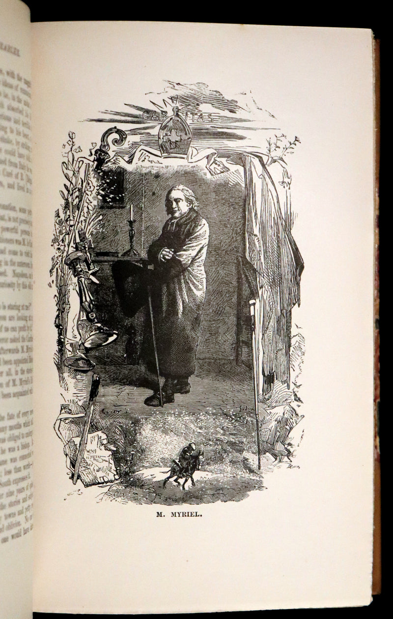 1887 Rare Victorian Book set - LES MISERABLES by Victor Hugo. Illustrated.