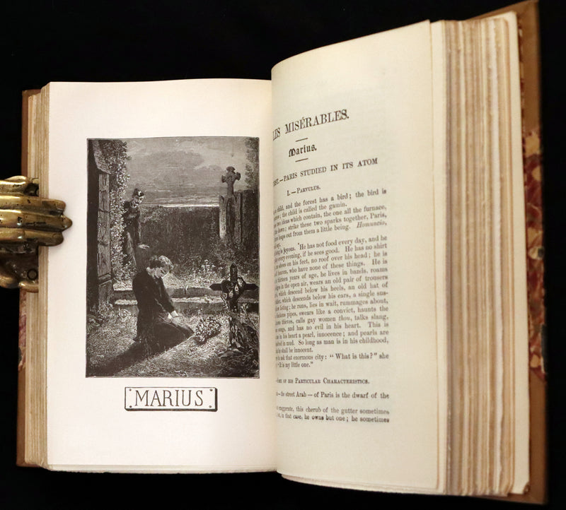 1887 Rare Victorian Book set - LES MISERABLES by Victor Hugo. Illustrated.