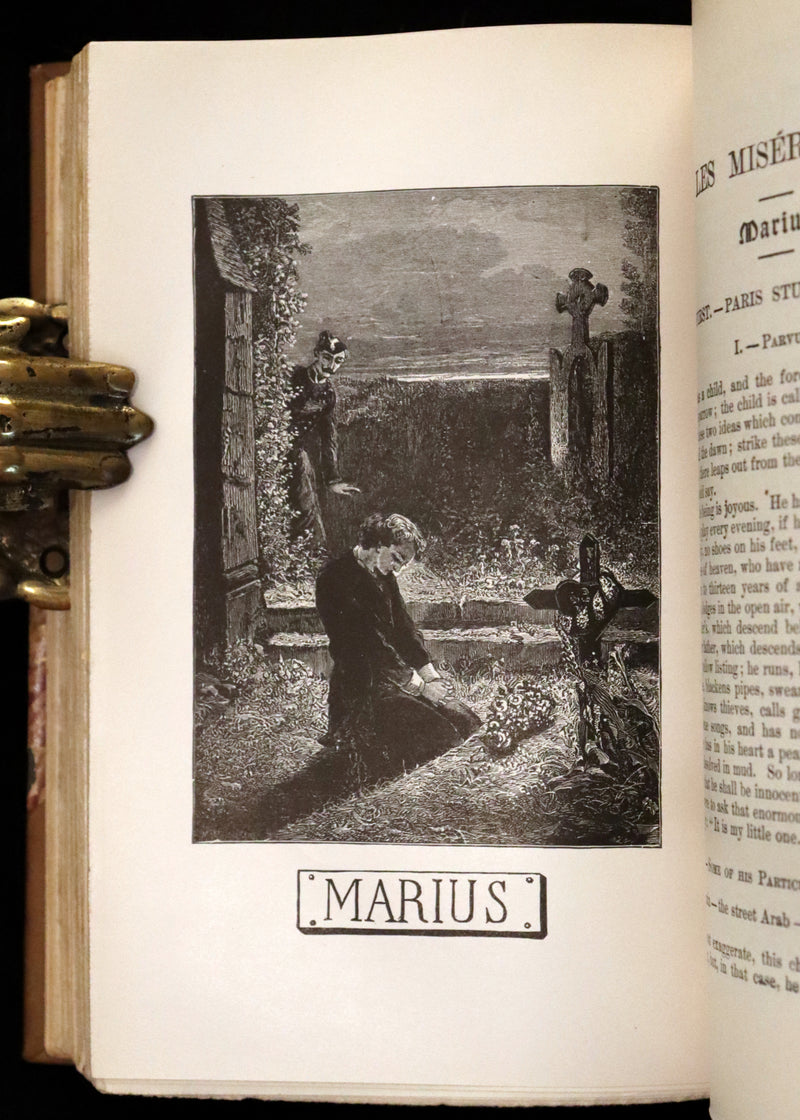 1887 Rare Victorian Book set - LES MISERABLES by Victor Hugo. Illustrated.