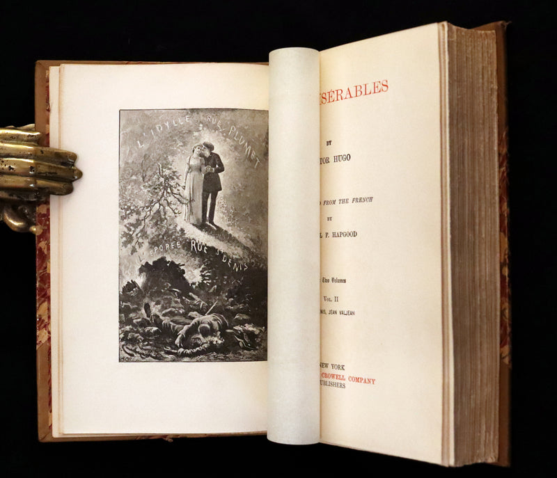 1887 Rare Victorian Book set - LES MISERABLES by Victor Hugo. Illustrated.