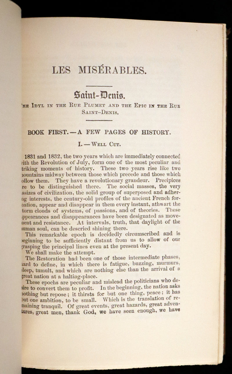 1887 Rare Victorian Book set - LES MISERABLES by Victor Hugo. Illustrated.