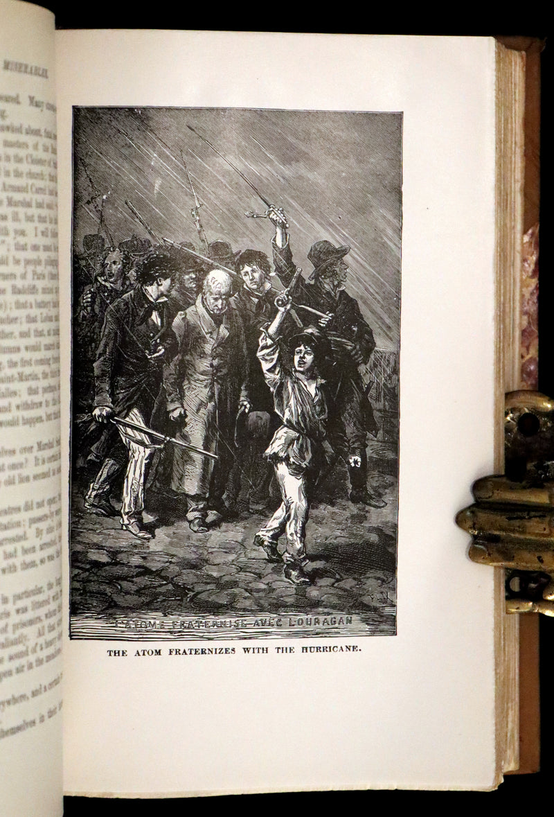 1887 Rare Victorian Book set - LES MISERABLES by Victor Hugo. Illustrated.