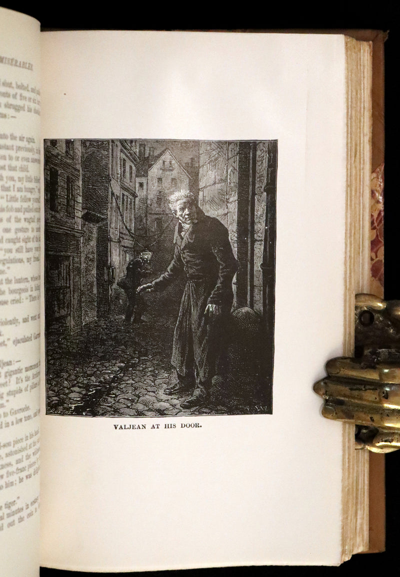 1887 Rare Victorian Book set - LES MISERABLES by Victor Hugo. Illustrated.