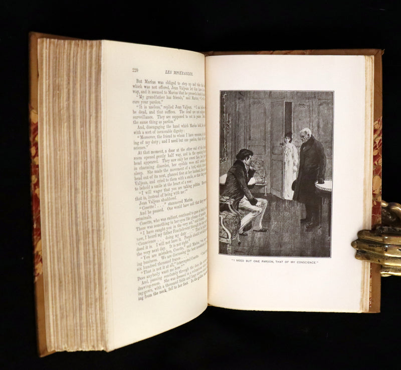 1887 Rare Victorian Book set - LES MISERABLES by Victor Hugo. Illustrated.