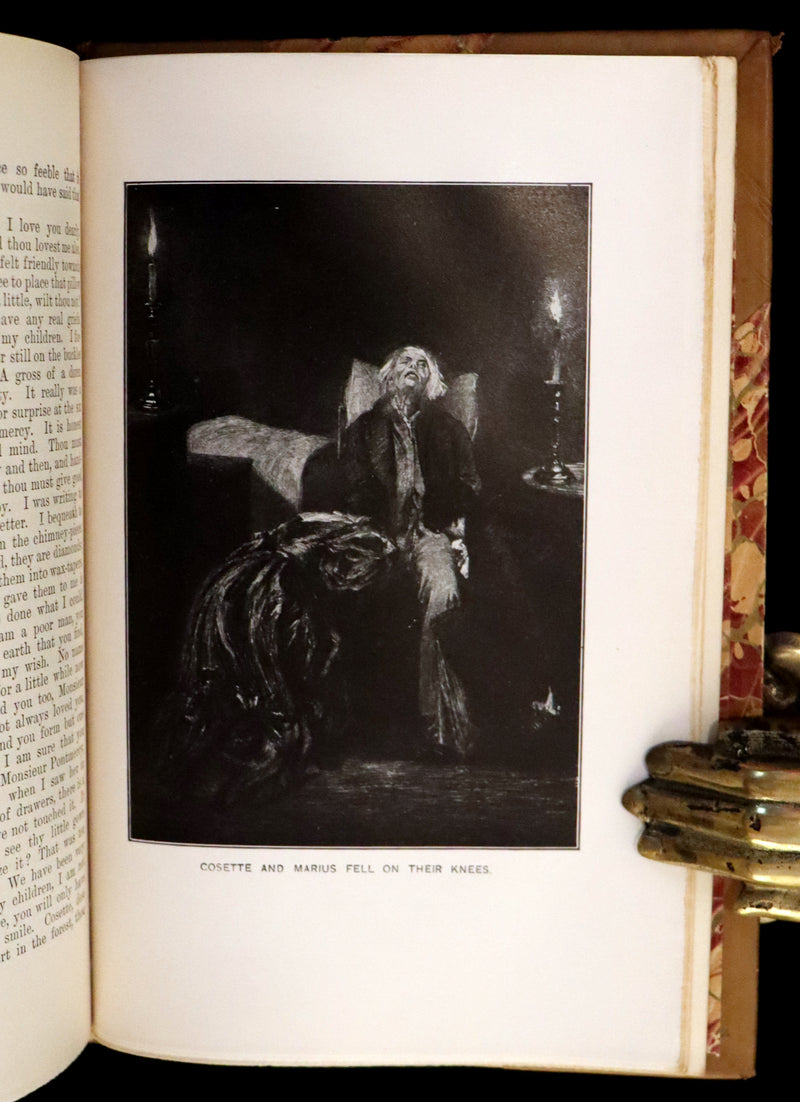 1887 Rare Victorian Book set - LES MISERABLES by Victor Hugo. Illustrated.