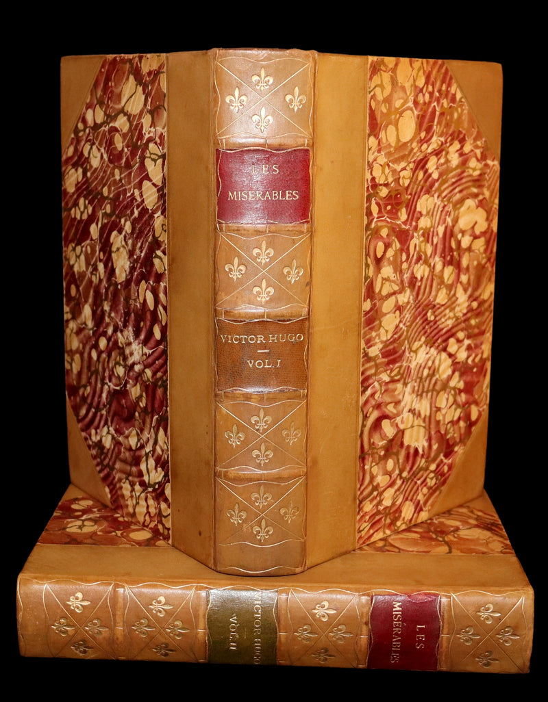 1887 Rare Victorian Book set - LES MISERABLES by Victor Hugo. Illustrated.