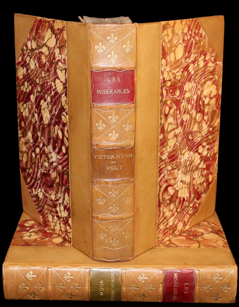 1887 Rare Victorian Book set - LES MISERABLES by Victor Hugo. Illustrated.