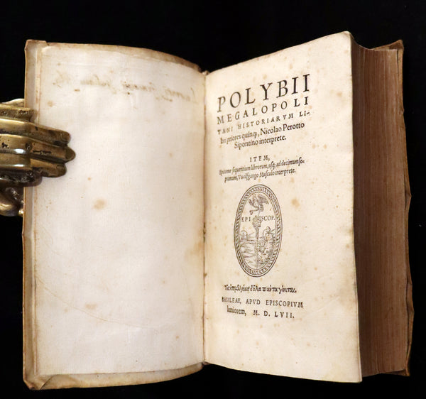 1557 Rare Latin Vellum Book - Polybius - Roman Republic's Histories - Megalopolitani Historiarum.