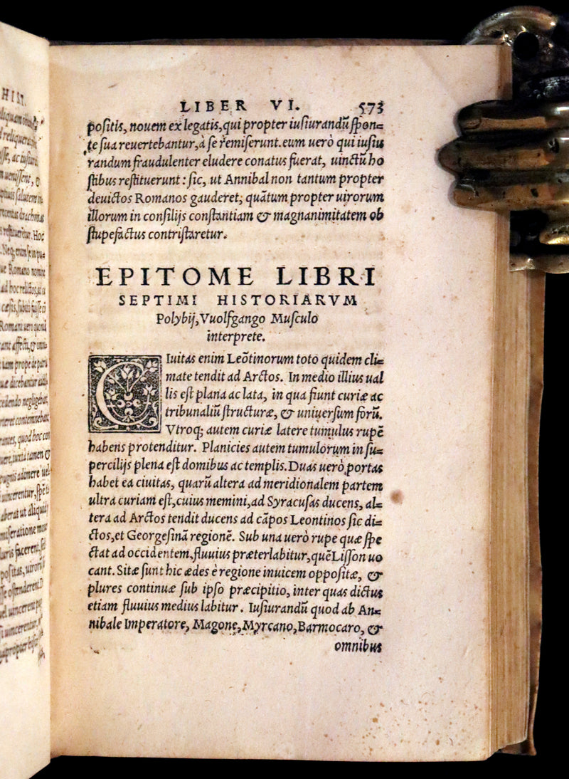 1557 Rare Latin Vellum Book - Polybius - Roman Republic's Histories - Megalopolitani Historiarum.