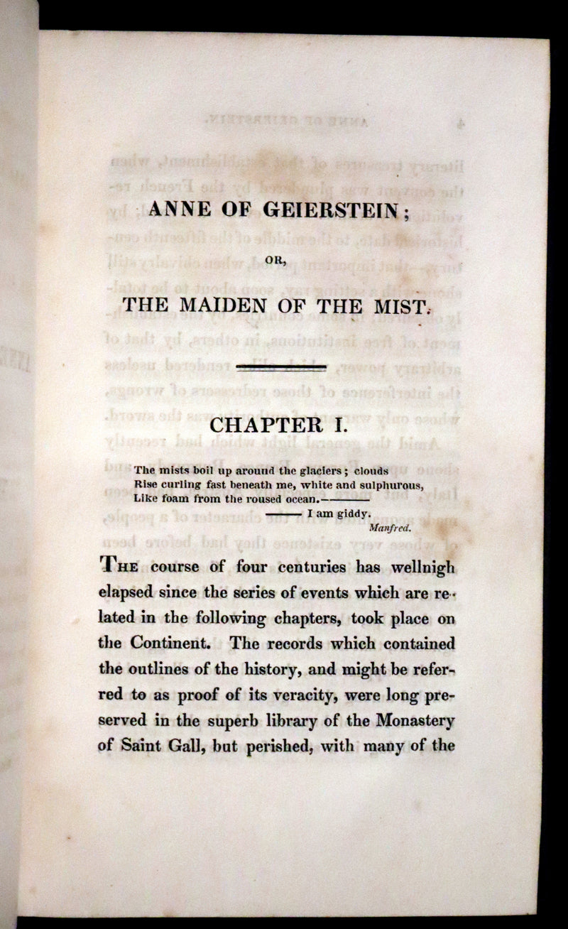 1829 Rare First Edition Book Set - ANNE OF GEIERSTEIN, or The Maiden of the Mist by Sir Walter Scott.