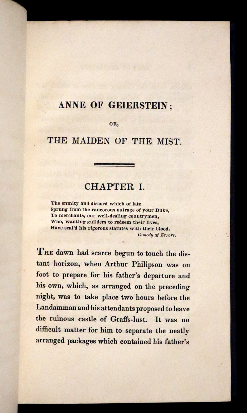 1829 Rare First Edition Book Set - ANNE OF GEIERSTEIN, or The Maiden of the Mist by Sir Walter Scott.