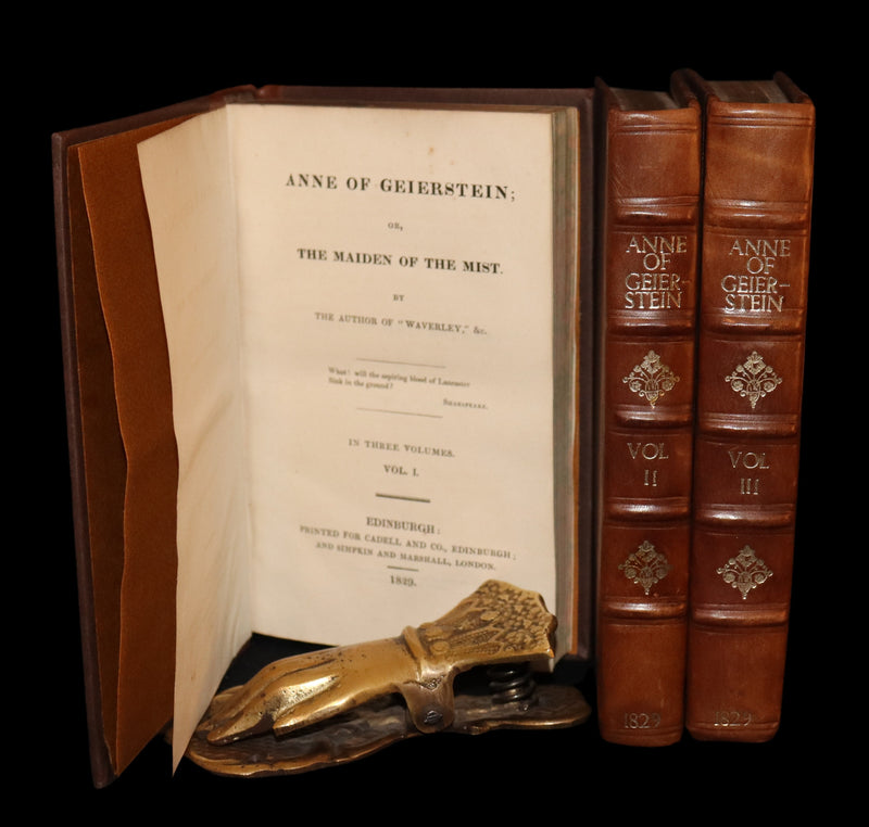 1829 Rare First Edition Book Set - ANNE OF GEIERSTEIN, or The Maiden of the Mist by Sir Walter Scott.