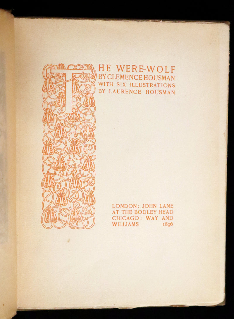 1896 Rare First Edition Book on Werewolves - THE WERE-WOLF by Clemence Housman.