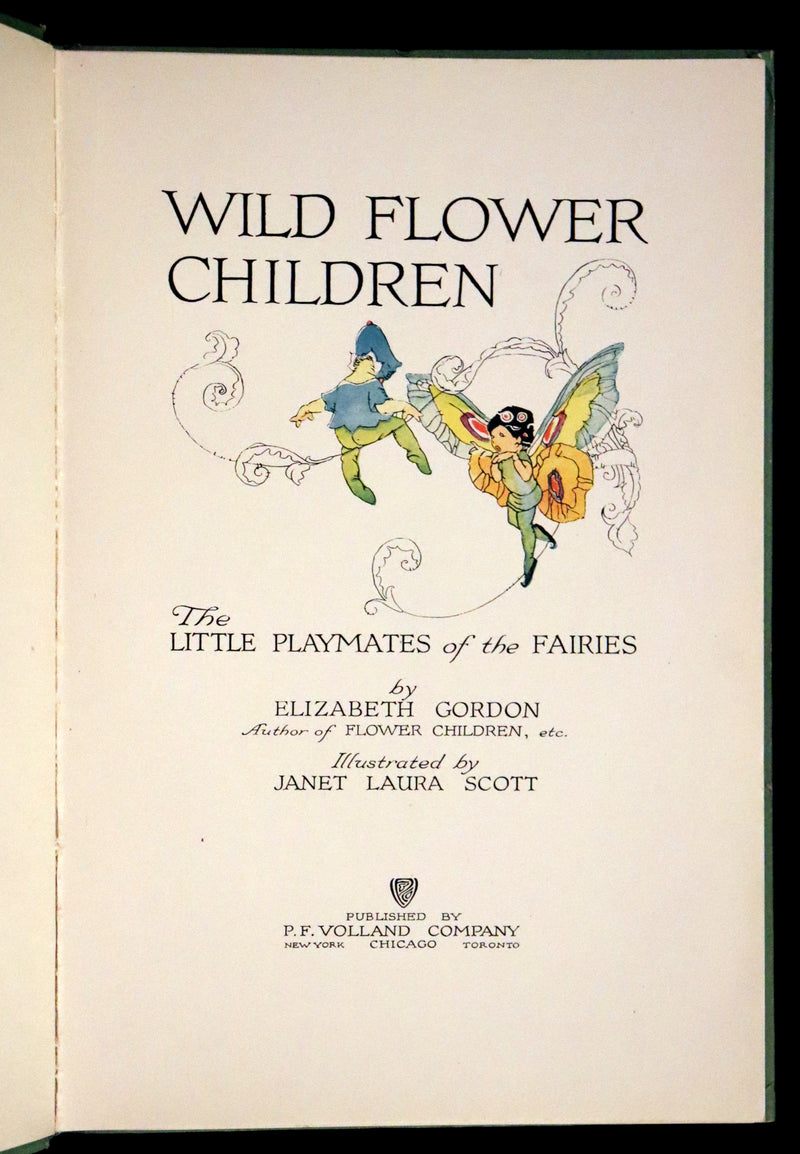 1918 Rare First Edition - WILD FLOWER CHILDREN The Little Playmates of the Fairies illustrated by Janet Laura Scott.