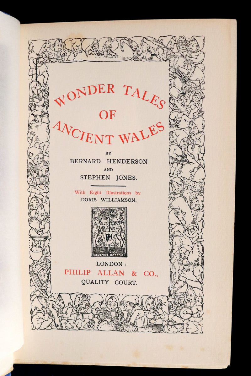 1921 Rare First Edition - FAIRY and WONDER TALES OF ANCIENT WALES Illustrated by Doris Williamson.