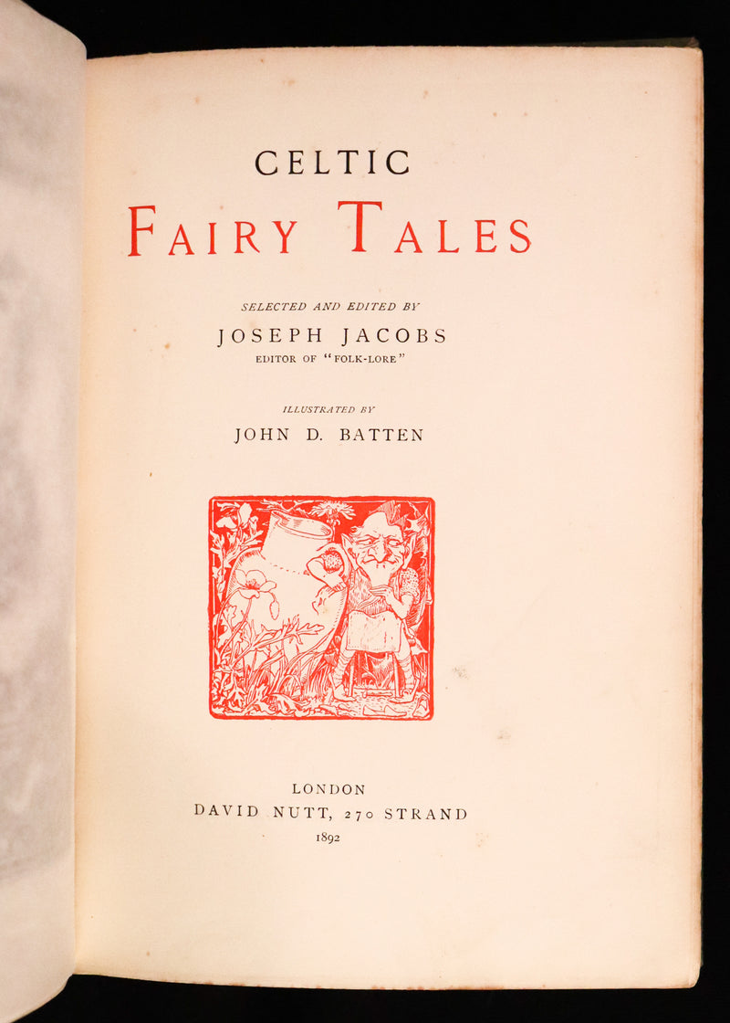 1892 Rare First Edition - CELTIC FAIRY TALES by J. Jacobs Illustrated by J.D. Batten.