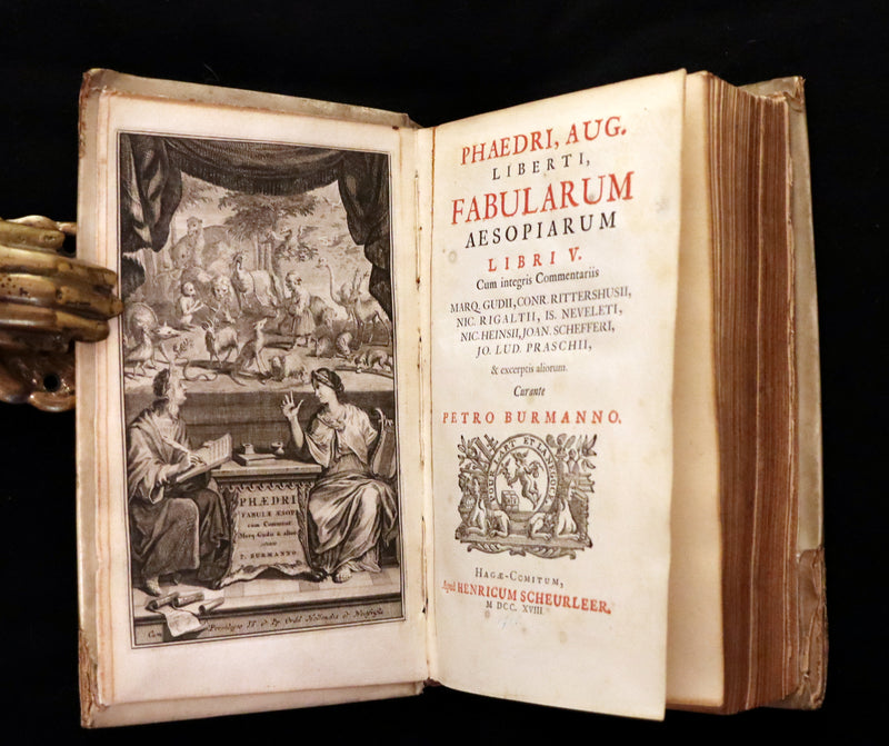 1718 Rare Latin Vellum Book - Phaedrus & AESOP'S FABLES, Fabularum Aesopiarum Libri V.